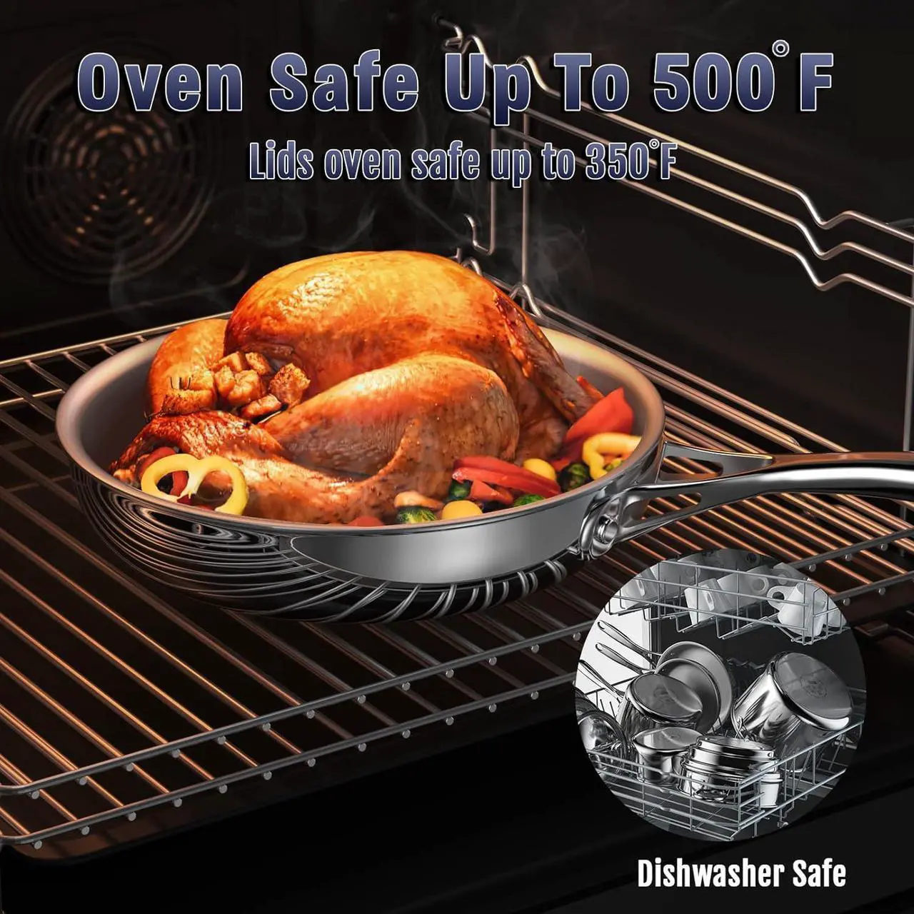 Alt view image 6 of 7 - Cooks Standard Frying Pan Stainless Steel, 8-Inch Multi-Ply Clad wok Stir Fry Pan Kitchen Skillet, Silver