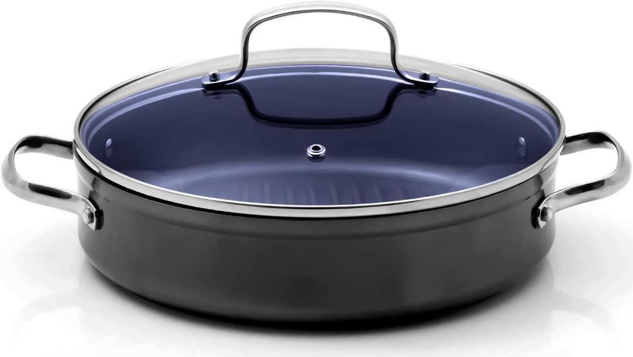 Main image of NuWave Forged Lightweight Nonstick 10.5" Grill Pan with Lid, Healthy G10 Duralon Ceramic Coated Deeper Griddle Pan Skillet, PFAS Free, Works on All Cooktops & Induction Ready