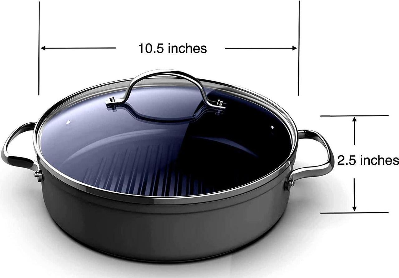 Alt view image 3 of 5 - NuWave Forged Lightweight Nonstick 10.5" Grill Pan with Lid, Healthy G10 Duralon Ceramic Coated Deeper Griddle Pan Skillet, PFAS Free, Works on All Cooktops & Induction Ready