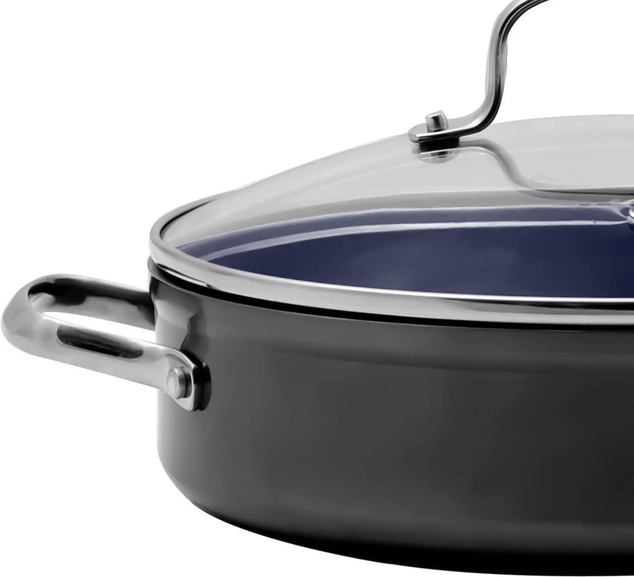 Alt view image 5 of 5 - NuWave Forged Lightweight Nonstick 10.5" Grill Pan with Lid, Healthy G10 Duralon Ceramic Coated Deeper Griddle Pan Skillet, PFAS Free, Works on All Cooktops & Induction Ready