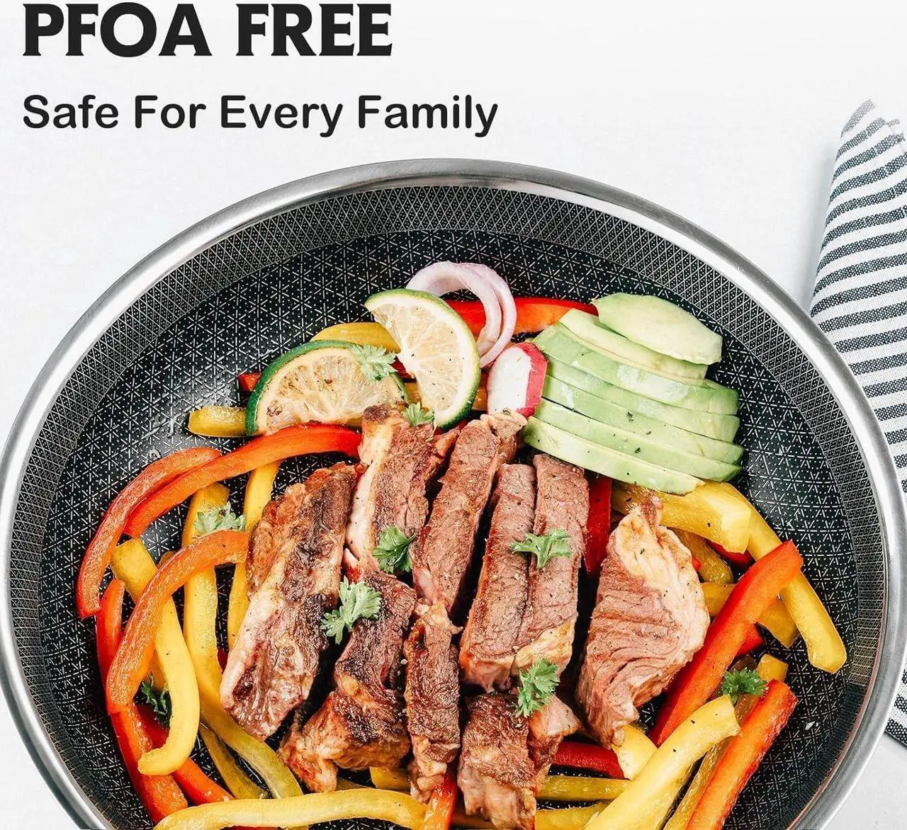 Alt view image 5 of 7 - SNOWCLAD Pots and Pans Set Non Stick, 10 Pcs Hybrid Stainless Steel Cookware Sets, Non Stick Frying Pans, Saucepans, Saute Pan & Stock Pot, PFOA Free Kitchen Skillet,Induction Compatible