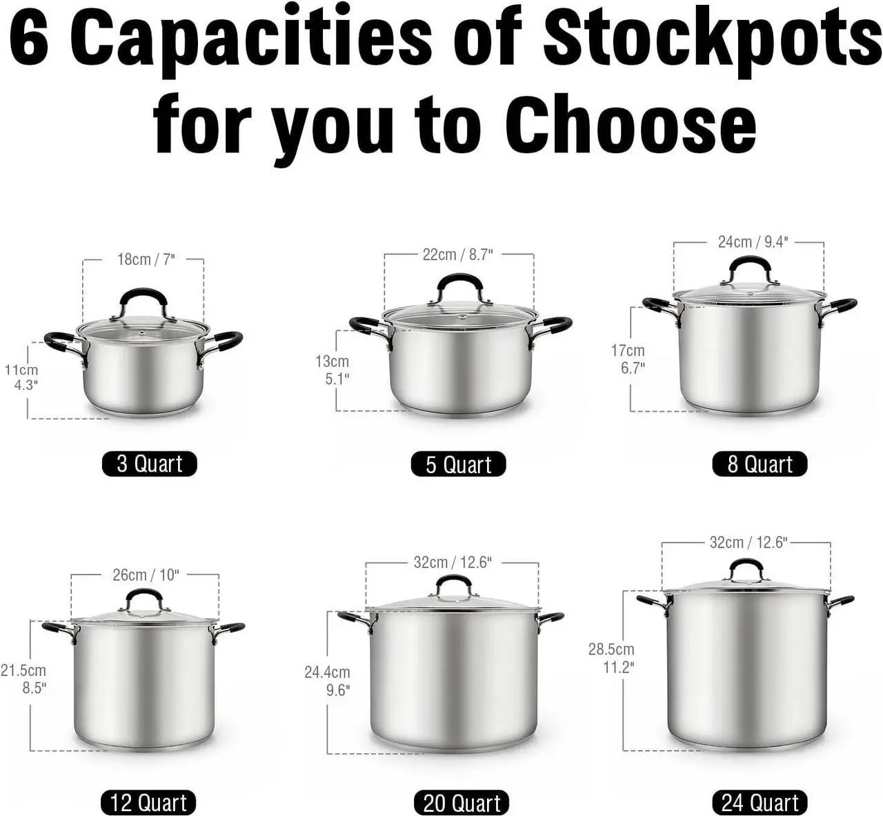 Alt view image 2 of 7 - Cook N Home Stockpot Sauce Pot Induction Pot With Lid Professional Stainless Steel 8 Quart , Dishwasher Safe With Stay-Cool Handles , Silver