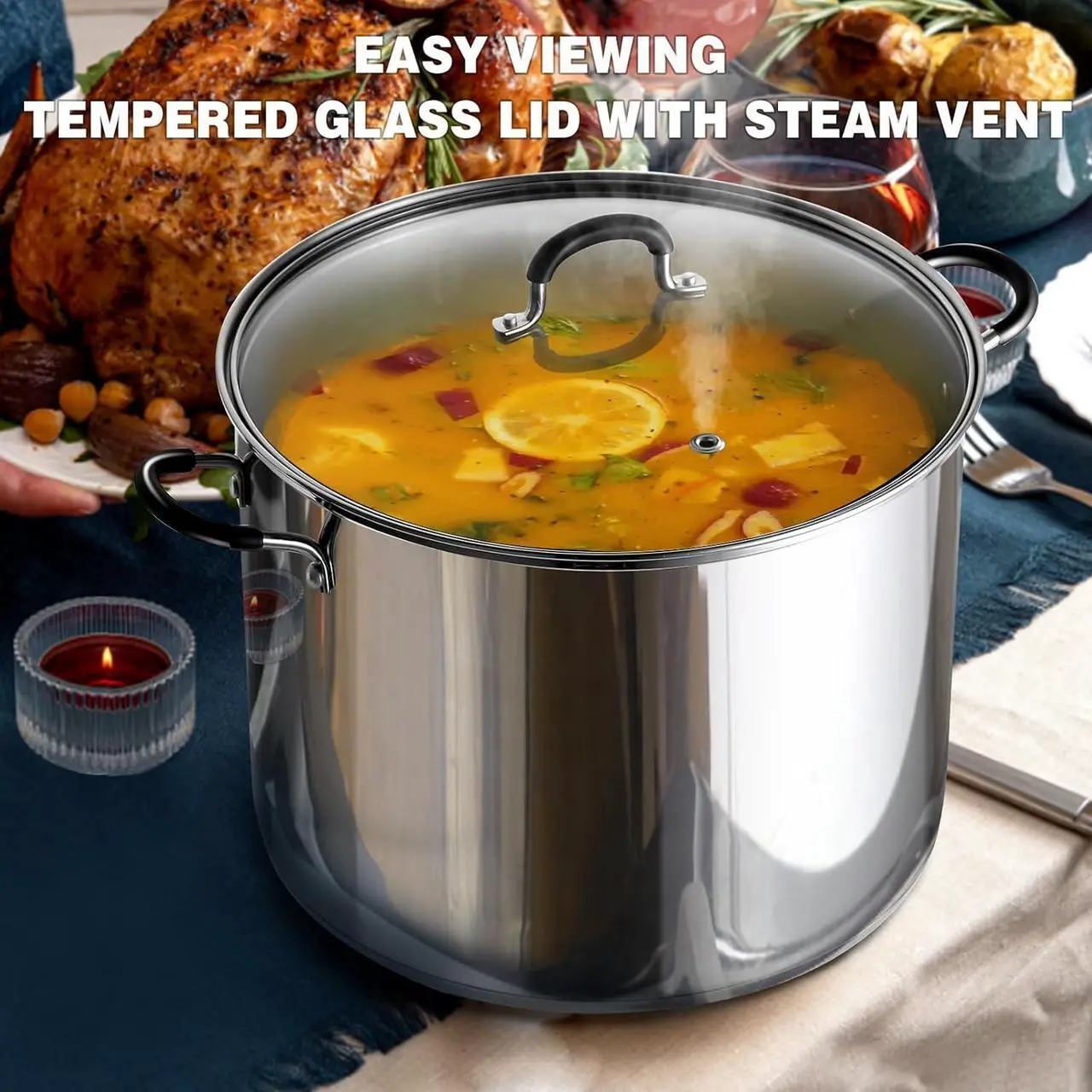 Alt view image 3 of 7 - Cook N Home Stockpot Sauce Pot Induction Pot With Lid Professional Stainless Steel 8 Quart , Dishwasher Safe With Stay-Cool Handles , Silver