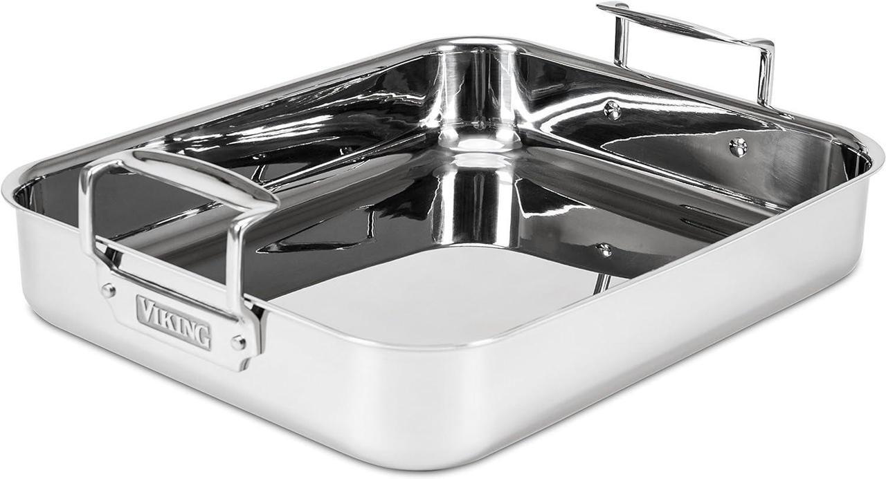 Alt view image 7 of 7 - Viking Culinary 3-Ply Stainless Steel Roasting Pan, Includes a Nonstick Rack, Dishwasher, Oven Safe, Works on All Cooktops including Induction