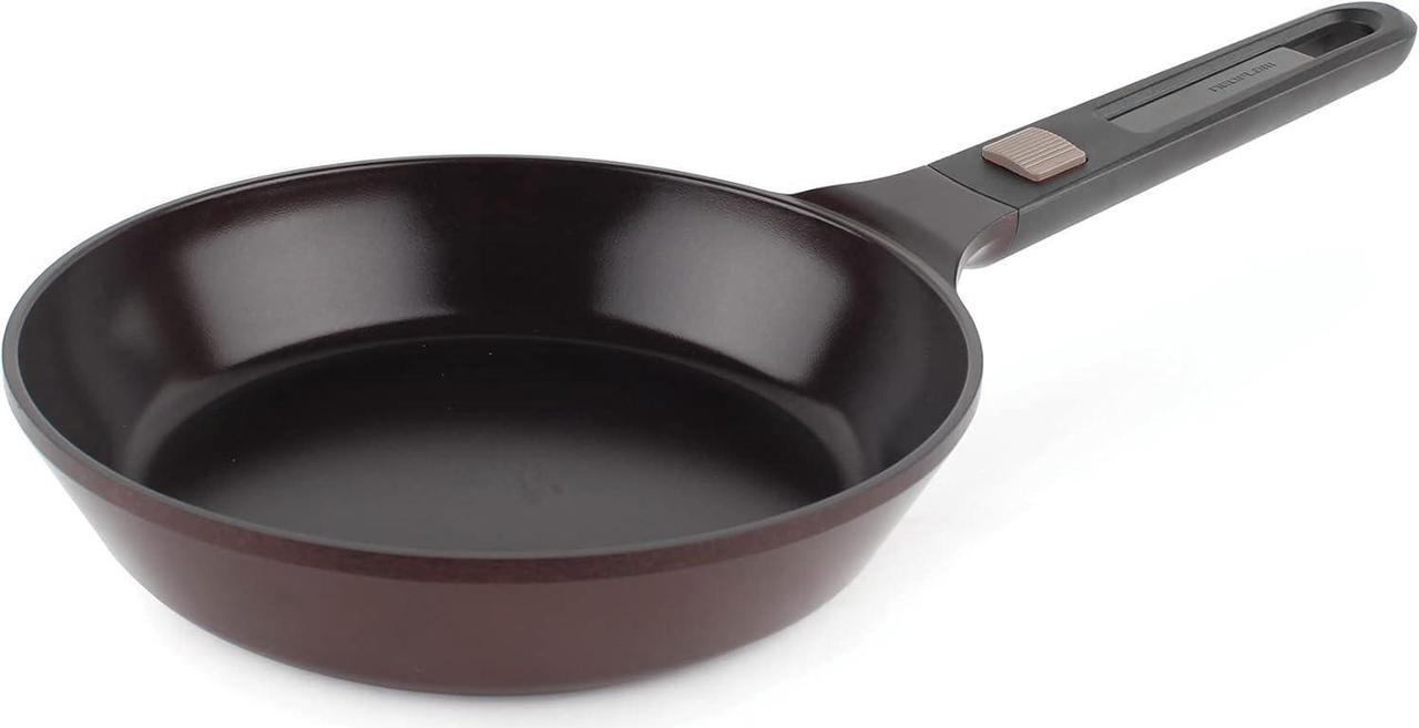 Main image of Neoflam MyPan 9.5'' Ceramic Nonstick Frying Pan with Detachable Handle, Frying Pan for Fish, Skillet, Saute, Grill, Stir-Fry, Cake, PFOA-Free, Oven Safe, Dishwasher Safe, Red Ruby