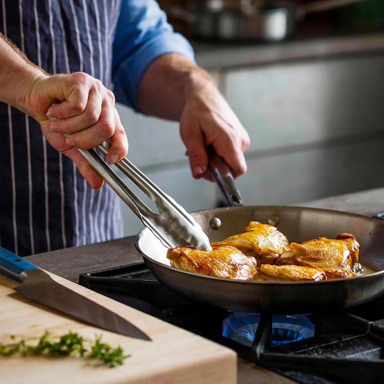 Alt view image 5 of 7 - Misen 5-Ply Stainless Steel Pan - Dishwasher Safe - Superior Heat Retention & Larger Cooking Surface for Searing & Sautéing - Stay-Cool Handle - 10 & 12 Inch Set