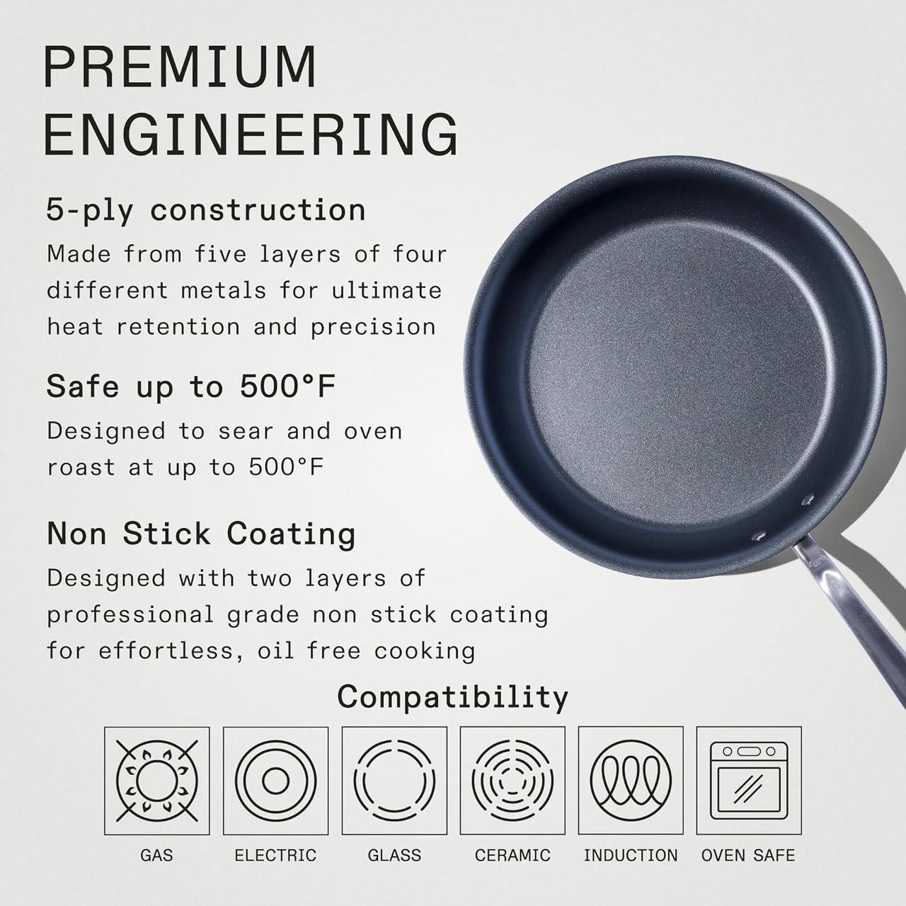 Alt view image 3 of 6 - Made In Cookware - ProCoat 12" Non Stick Frying Pan (Graphite) - 5 Ply Stainless Clad Nonstick - Professional Cookware - Crafted in USA - Induction Compatible