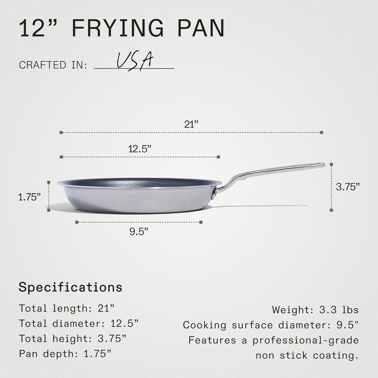 Alt view image 5 of 6 - Made In Cookware - ProCoat 12" Non Stick Frying Pan (Graphite) - 5 Ply Stainless Clad Nonstick - Professional Cookware - Crafted in USA - Induction Compatible