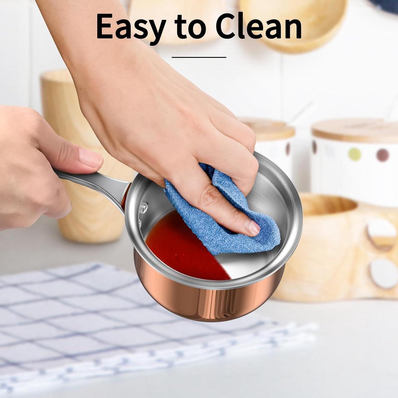 Alt view image 3 of 7 - Macevia Mini Sauce Pan with Lid,Copper Butter Warmer Small Pot, Multipurpose Use for Home Kitchen or Restaurant (10.8oz/320ml)