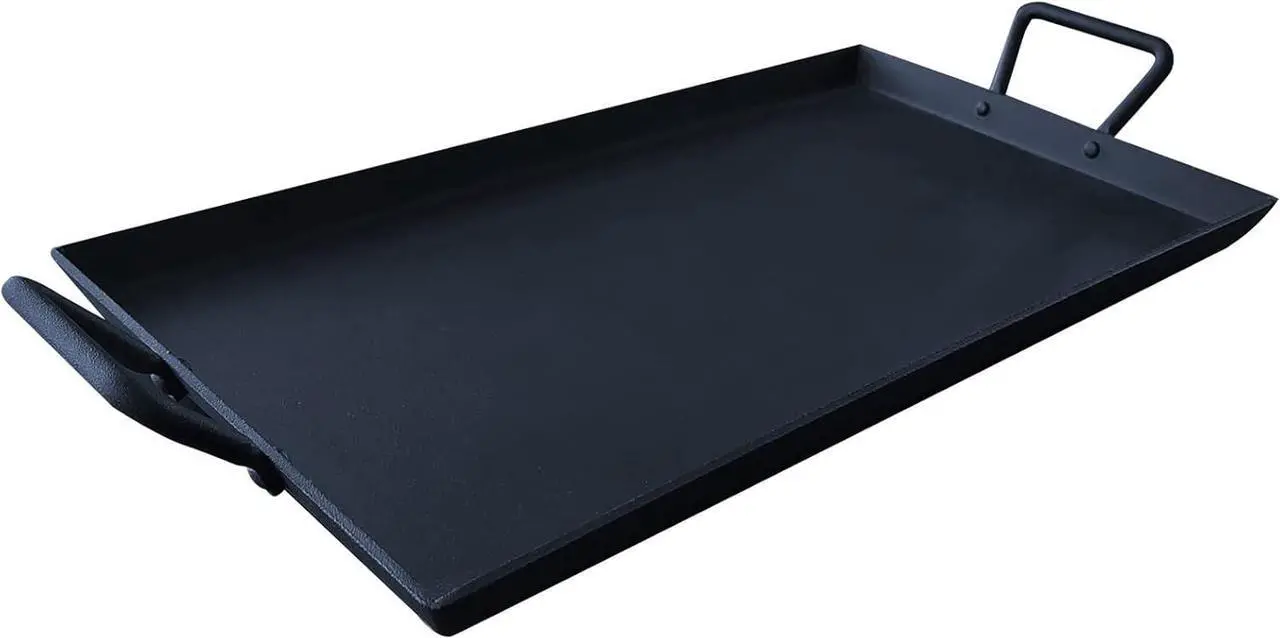 Main image of Cast Iron Griddle Pan Grill for Stove Tops Gas Grills Non-Stick Griddle with 2 Handles Flat Top Plate Pre-Seasoned Grill Pan for Indoor and Outdoor Use Camping 17.68 * 10 Inches
