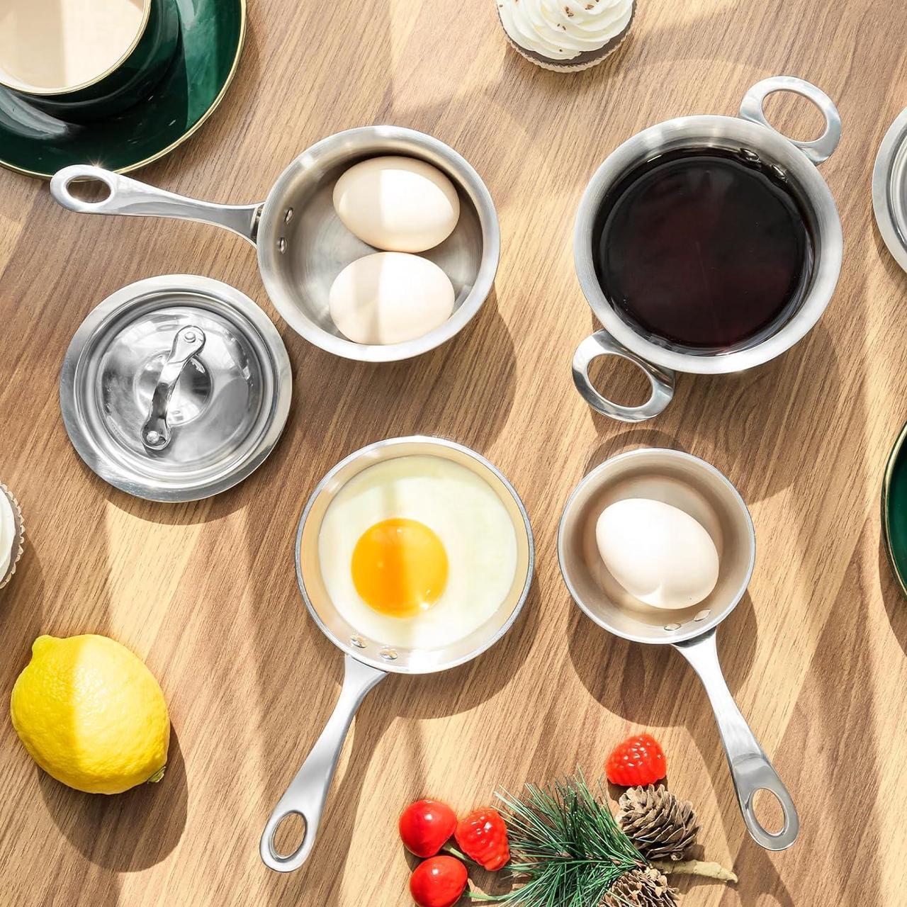 Alt view image 7 of 7 - Macevia Mini Sauce Pan with Lid,Copper Butter Warmer Small Pot, Multipurpose Use for Home Kitchen or Restaurant (10.8oz/320ml)