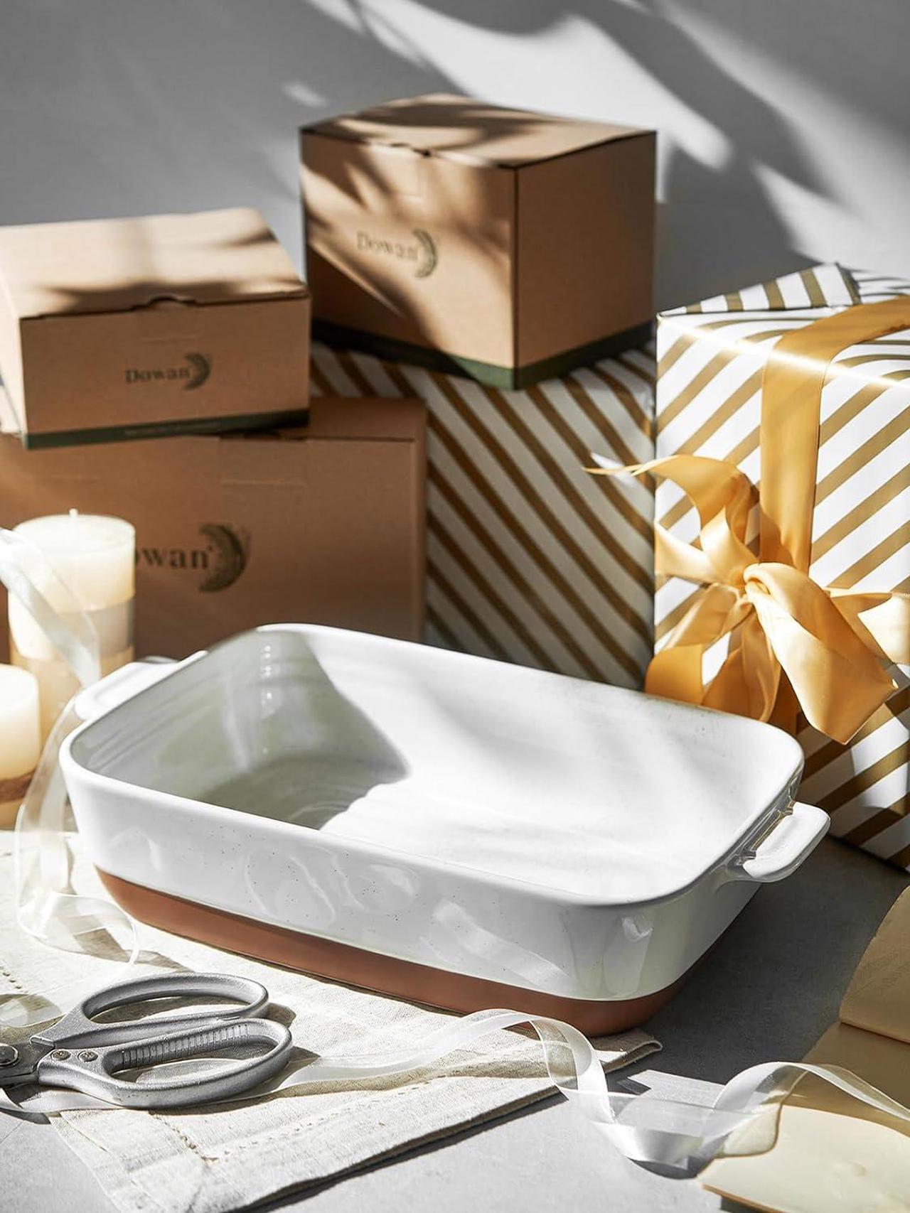 Alt view image 7 of 7 - DOWAN Ceramic Baking Dish, 9x13 Deep Lasagna Pan, Large Casserole Dish with Handles, 4.3 Quarts Durable and Oven Safe Pan, for Roasting and Baking, Alabaster White