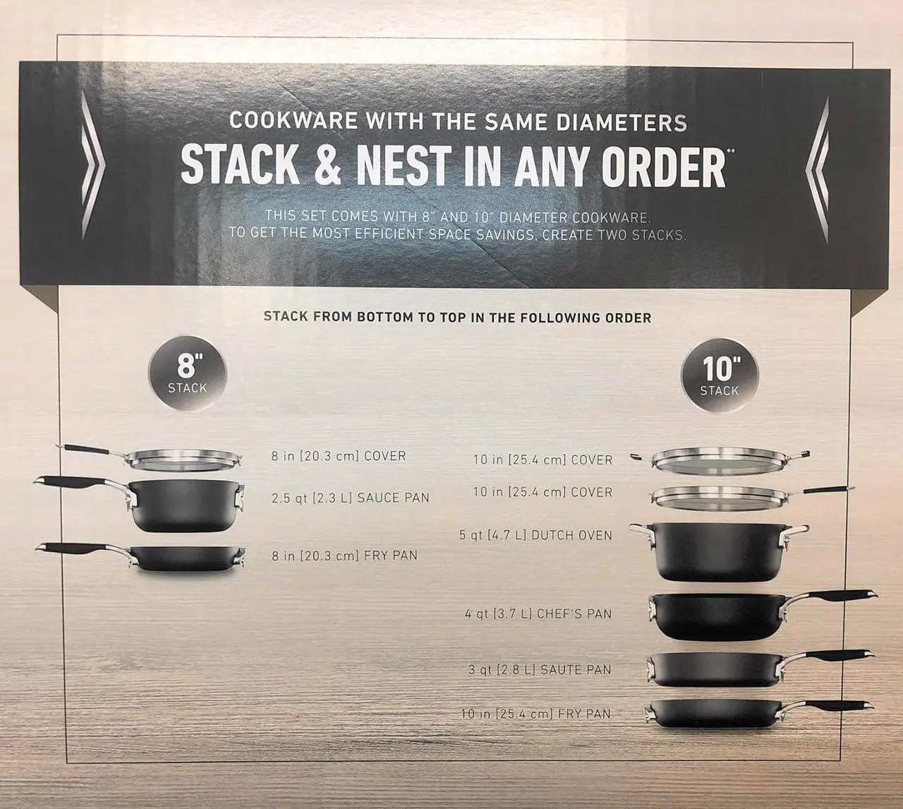 Alt view image 7 of 7 - Calphalon Select 9pc Space Saving Hard-Anodized Nonstick Cookware Set