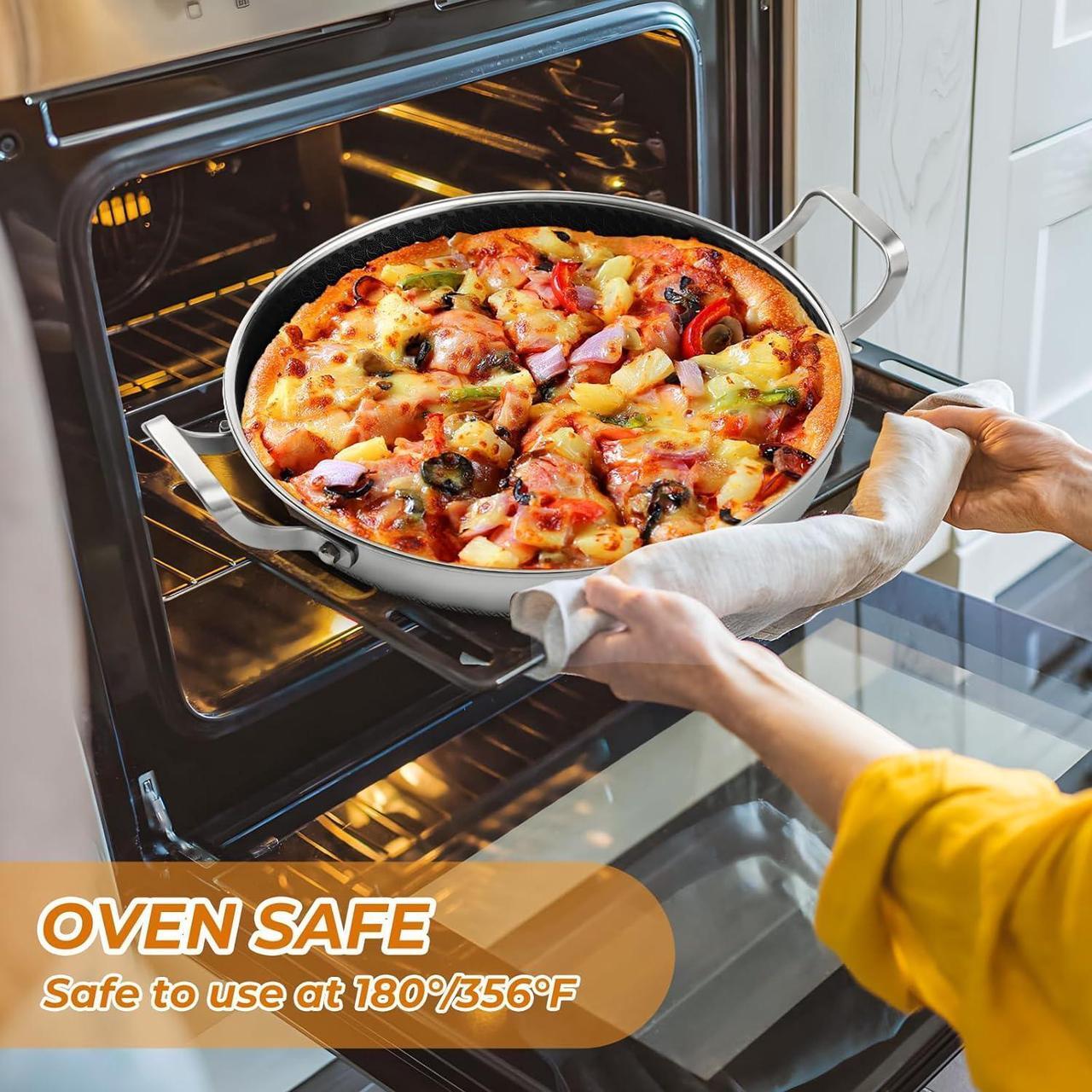 Alt view image 6 of 7 - Stainless Steel Pan With Cooking Lid,13 Inch Non Stick Frying Pans, PFOA Free, Dishwasher and Oven Safe Cooking Fry Pans (13 INCH PAN)
