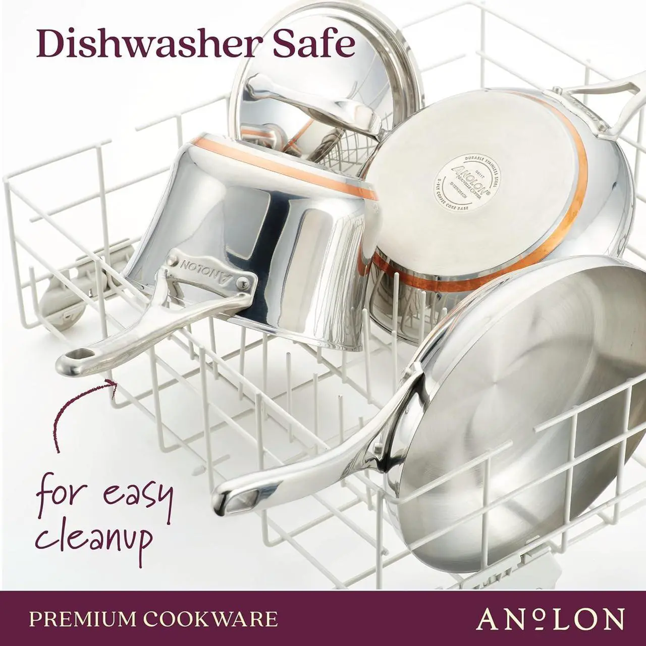 Alt view image 5 of 7 - Anolon Nouvelle Stainless Stainless Steel Frying Pan / Fry Pan / Stainless Steel Skillet with Lid - 12 Inch, Silver