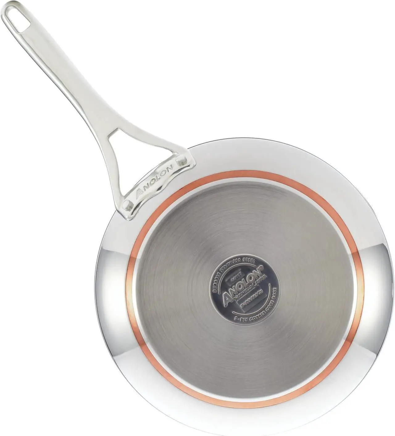 Alt view image 7 of 7 - Anolon Nouvelle Stainless Stainless Steel Frying Pan / Fry Pan / Stainless Steel Skillet with Lid - 12 Inch, Silver