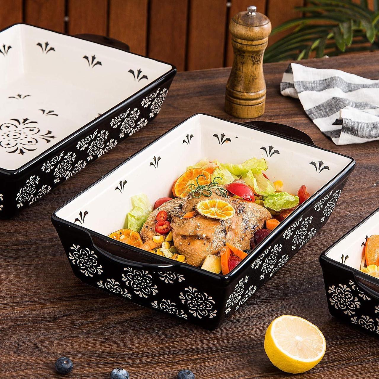 Alt view image 3 of 3 - Casserole Dish Baking Dish Ceramic Baking Pan, 9x13 Baking Pan, Nonstick Baking Dishes for oven, Lassagne Pan, Casserole Dishes with handles, for Kitchen, Black