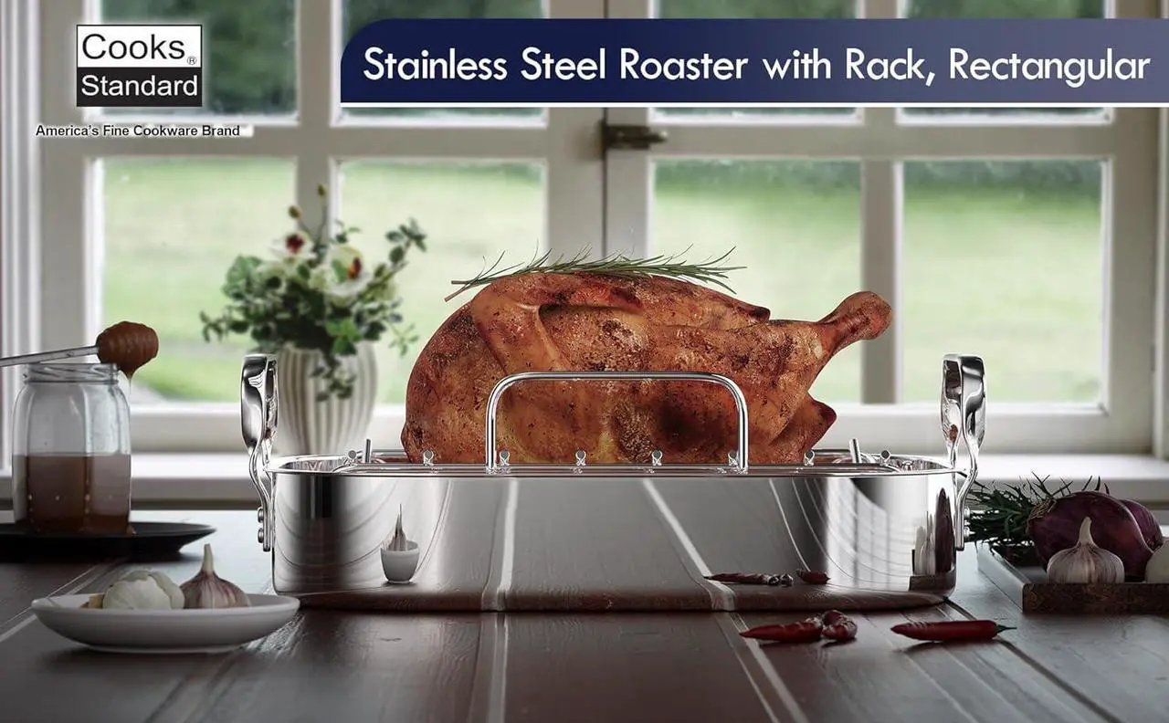 Cooks Standard Stainless Steel Roaster with Rack - Thumbnail 5