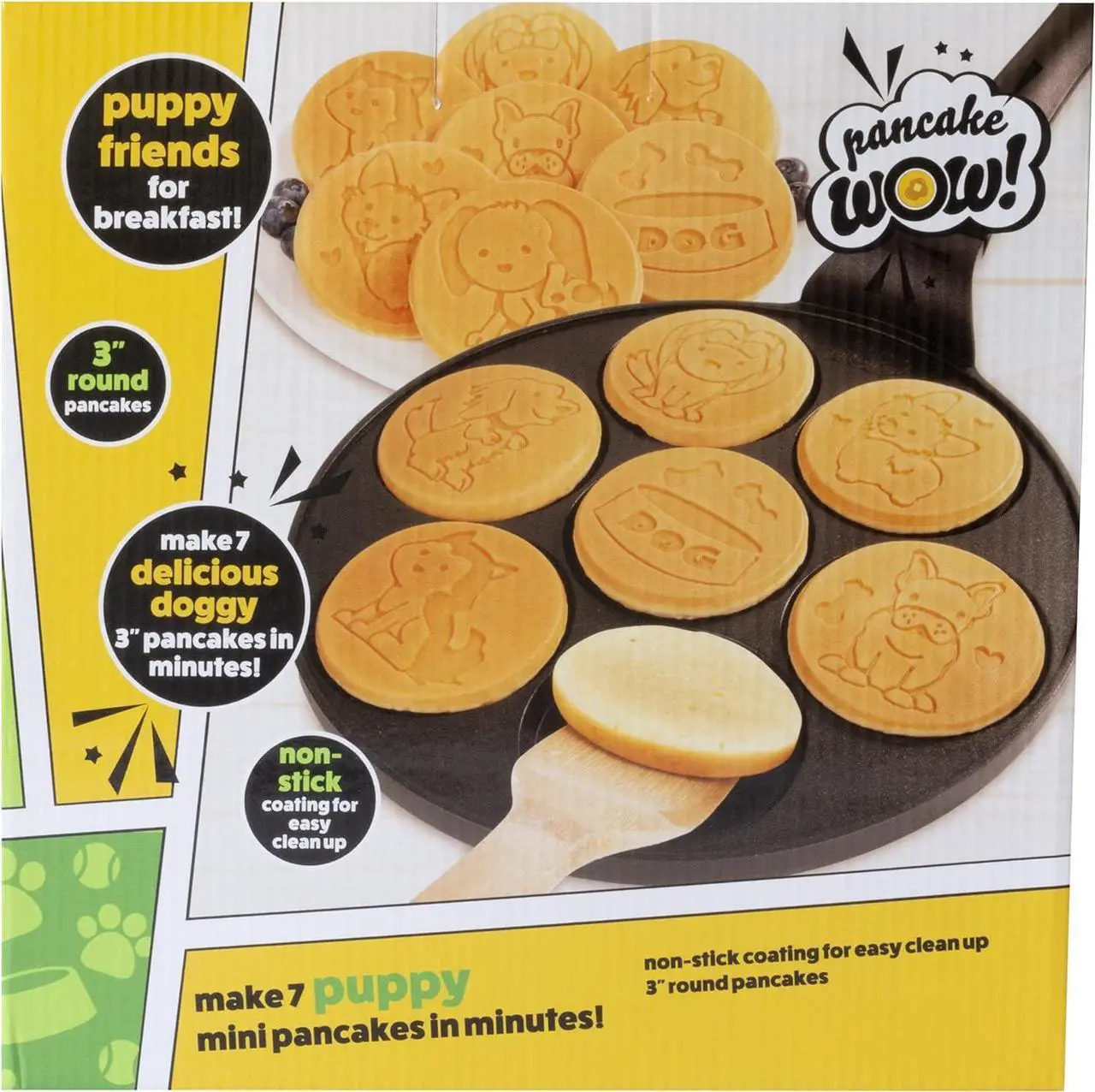 Alt view image 7 of 7 - Puppy Friends Mini Pancake Pan- Make 7 Unique Flapjacks- Nonstick Griddle w Long Handle for Breakfast Pup Animal Fun & Easy Cleanup Fun Dog Related Gift for Kids & Adults, Boys Girls, Party Treat