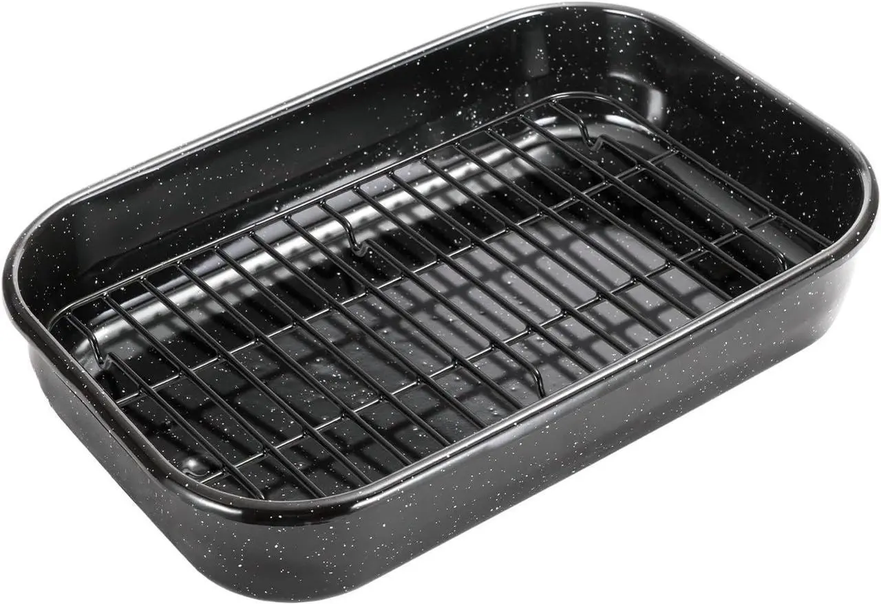 Main image of Roasting Pan with Rack, 16 x 11 Inch Rectangular Roasting Pan, 20lb Turkey Roaster Pot, Large Oven Roaster Tray for Baking Turkey by JY COOKMENT
