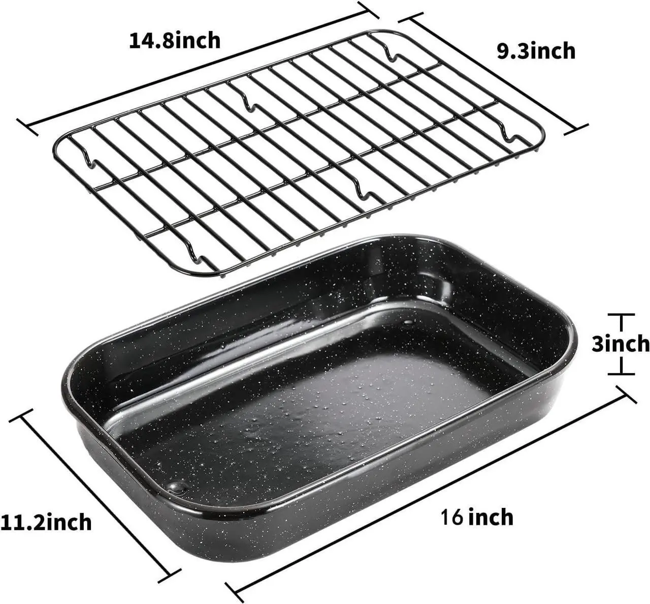 Alt view image 2 of 7 - Roasting Pan with Rack, 16 x 11 Inch Rectangular Roasting Pan, 20lb Turkey Roaster Pot, Large Oven Roaster Tray for Baking Turkey by JY COOKMENT