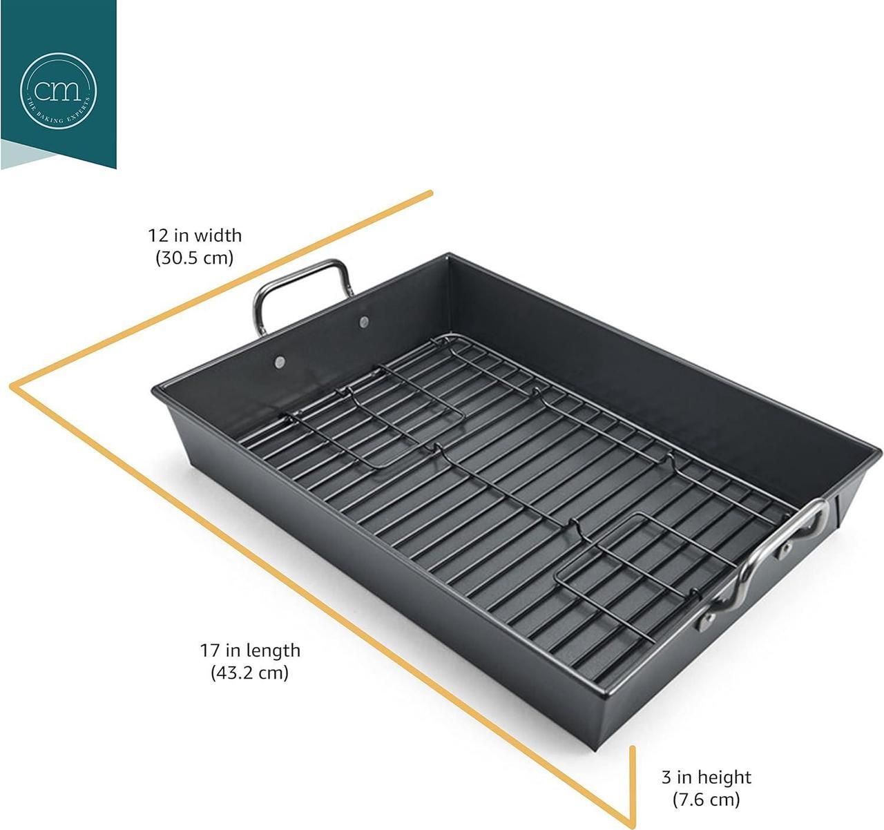 Alt view image 3 of 5 - Chicago Metallic Professional Non-Stick Roaster with Handles and Non-Stick Rack, 17-Inch-by-12-Inch