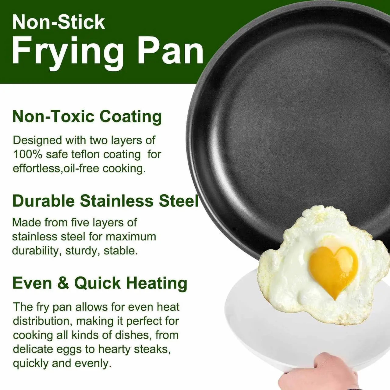 Alt view image 2 of 7 - AUDANNE 6 Piece Nonstick Frying Pan Set Stainless Steel with Lid, 8 inch &10 inch & 12 inch Non Stick Skillet with Handle - PFOA Free, Oven Safe Non-stick Teflon Coating Induction Cooking Cookware