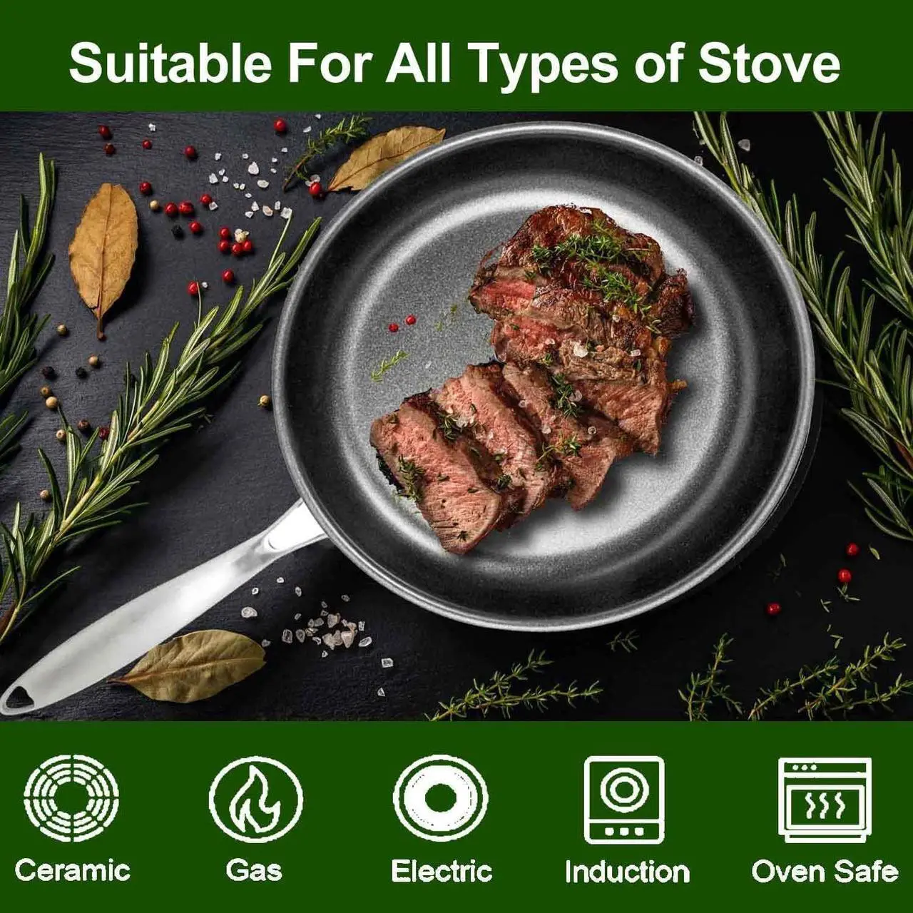 Alt view image 4 of 7 - AUDANNE 6 Piece Nonstick Frying Pan Set Stainless Steel with Lid, 8 inch &10 inch & 12 inch Non Stick Skillet with Handle - PFOA Free, Oven Safe Non-stick Teflon Coating Induction Cooking Cookware