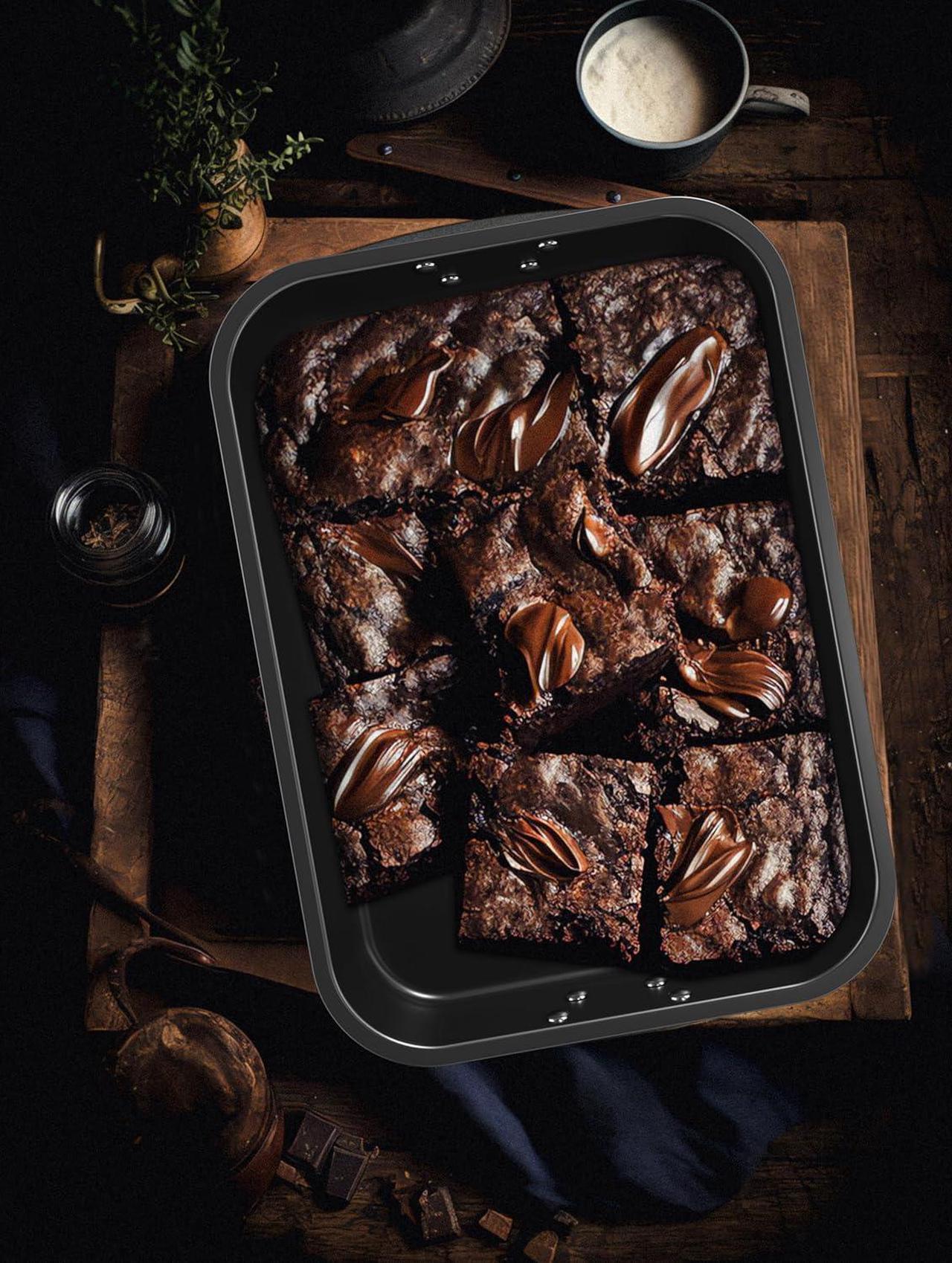 Alt view image 6 of 7 - CHEFMADE Roasting Pan, 15-Inch Non-Stick Metal Roasting Pan with Rack, Banking Pan for Lasagna Vegetable and Meat, Chicken Roasting Pan 15.35" x 11.4" x 2.24"