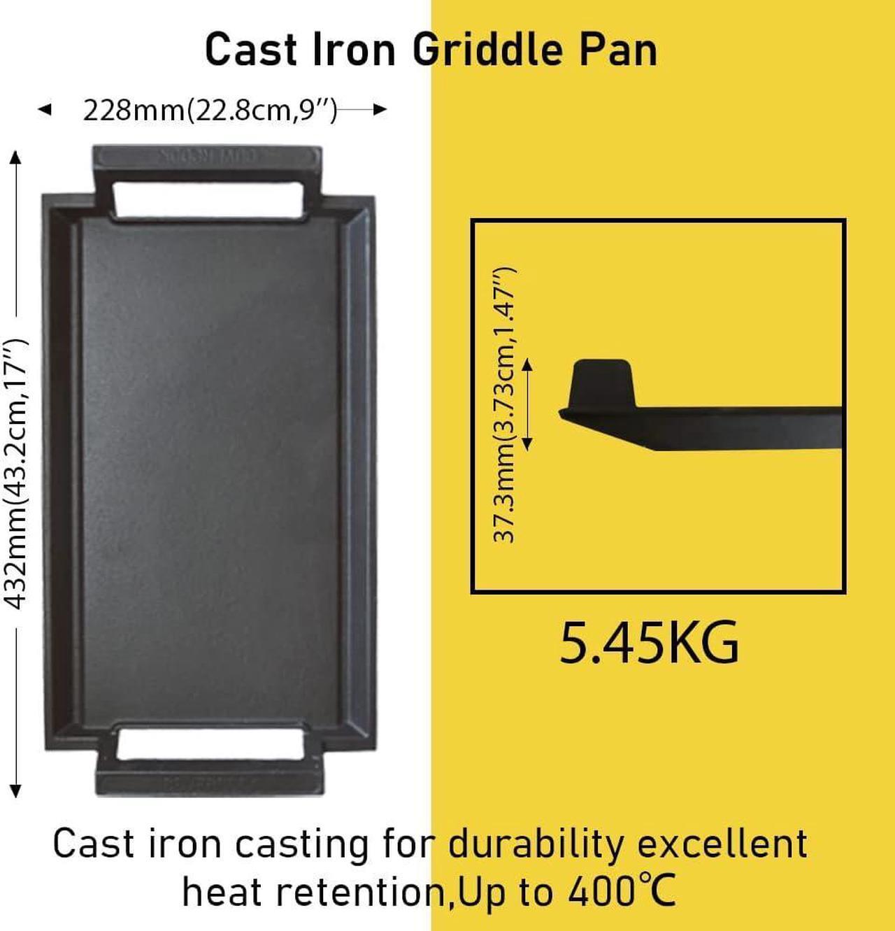 Alt view image 2 of 7 - COVERCOOK Griddle Pan, Cast Iron Grill Hot Plate, Rectangular Grill with Flat Surface for Electric Stove Top and Induction Cooktop,16.7 x 9.1in