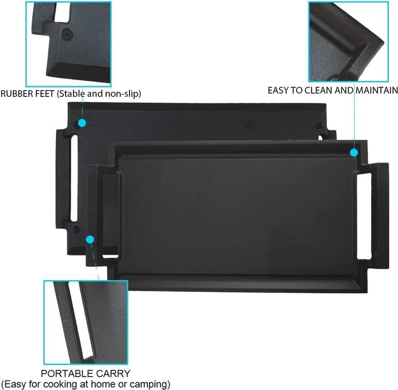 Alt view image 4 of 7 - COVERCOOK Griddle Pan, Cast Iron Grill Hot Plate, Rectangular Grill with Flat Surface for Electric Stove Top and Induction Cooktop,16.7 x 9.1in