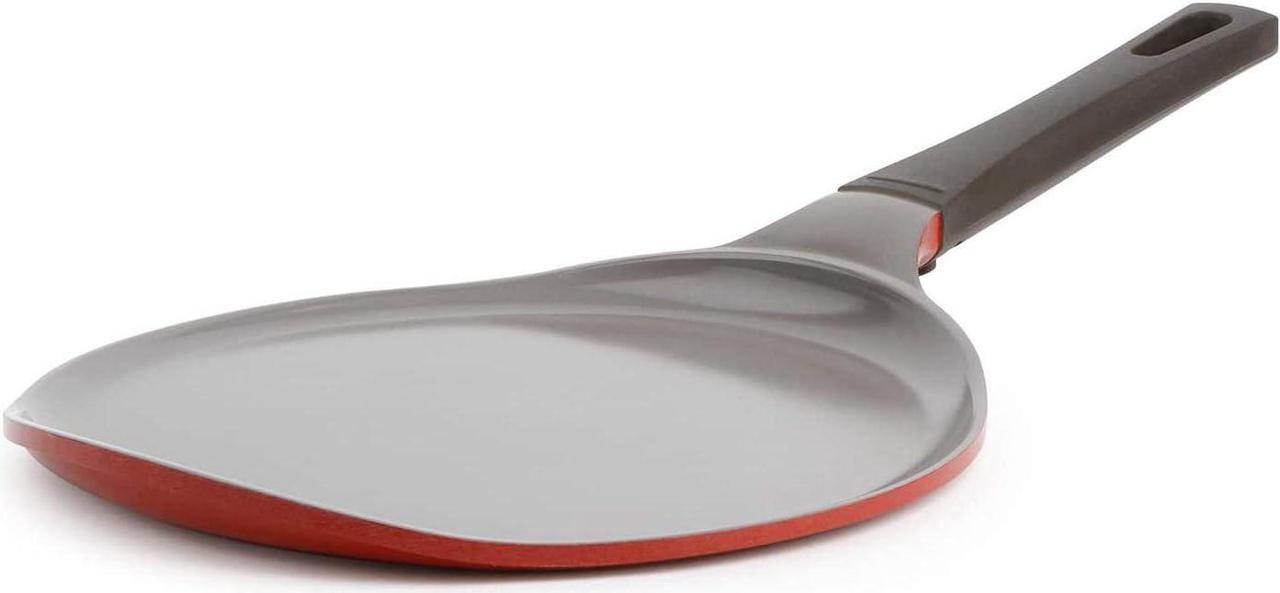 Main image of Crepe pan, Neoflam, Ceramic, Nonstick pan, 10 inch, Bakelite Handle, Tawa pan, Griddle, Pancake Maker, Skillet, Omelette, Tortilla, Roti, Naan, Dosa, Lightweight, PFOA free, Red