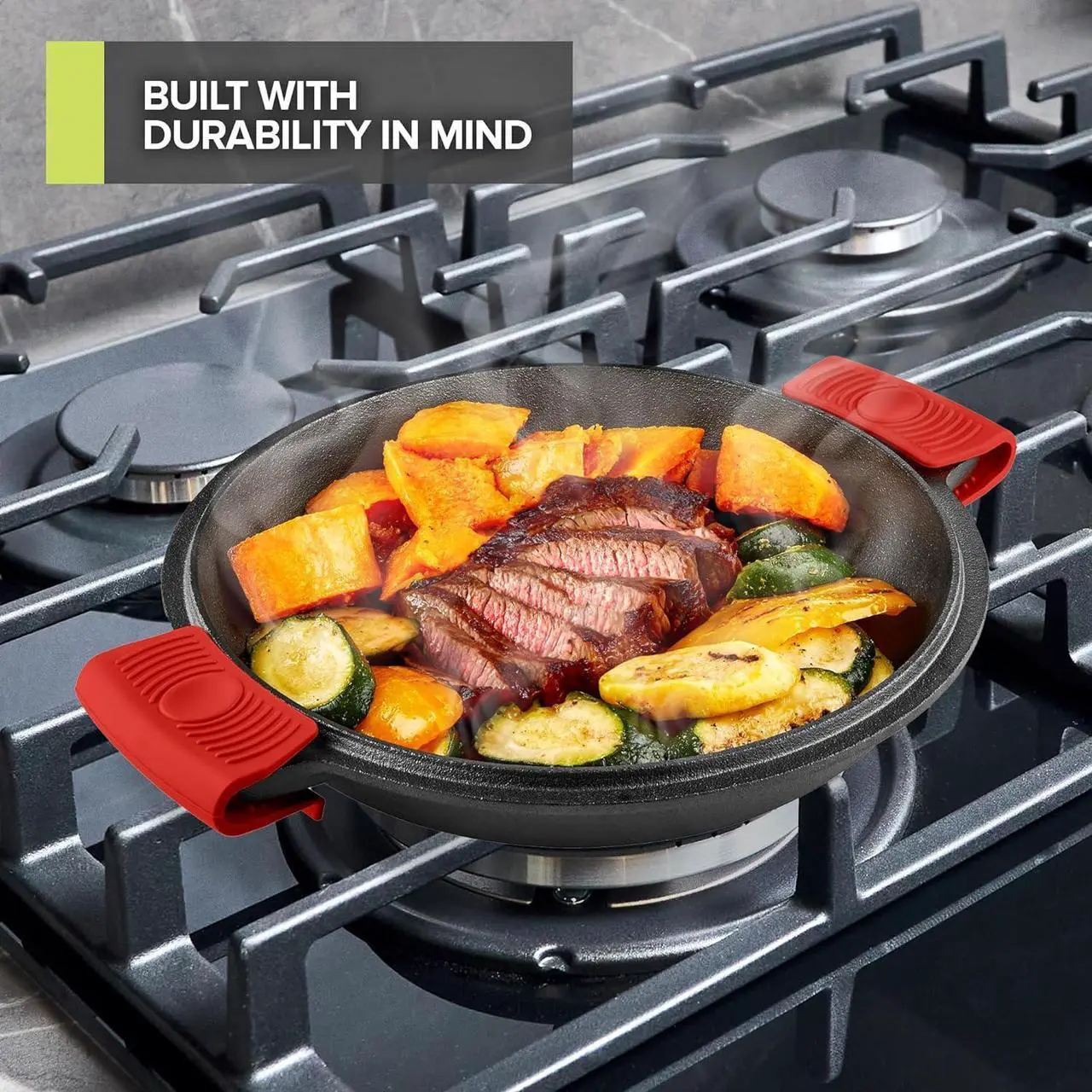 Alt view image 7 of 7 - Cast Iron Dutch Oven Pot with Lid, 3-in-1, 5 Quart Cast Iron Dutch Oven with Cast Iron Skillet Lid, Cast Iron Pot with Lid, Preseasoned Cast Iron Pots and Pans Set, RV or Lodge Camping Cast Iron Set
