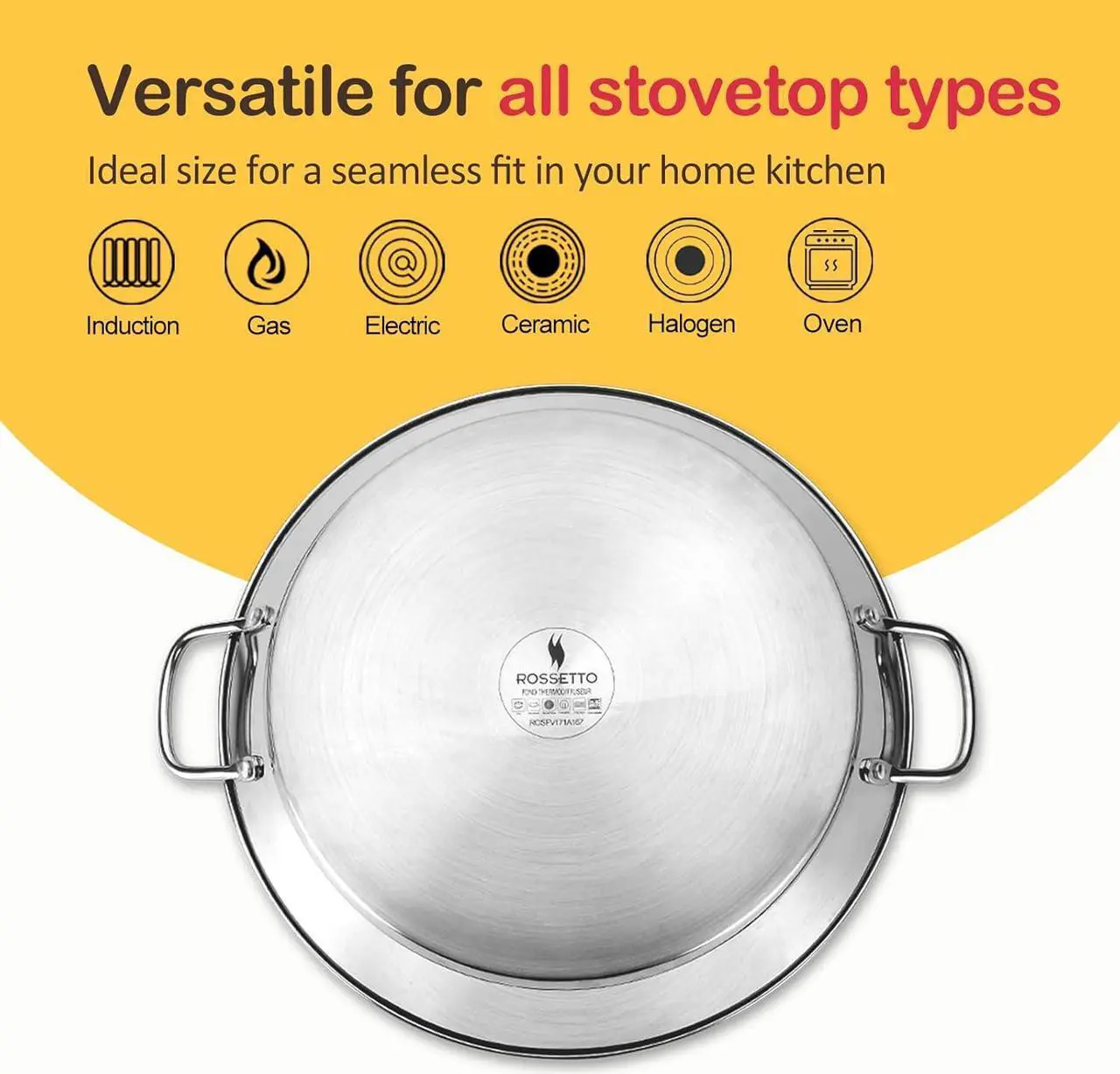 Alt view image 4 of 7 - ACTIV CUISINE Paella Pan, 14 Inch Stainless Steel Paella Pan, Non-stick Coating, Seafood and Meat for 6 Servings, Cooking Pan Suitable for All Cooktops Including Induction, 36 CM