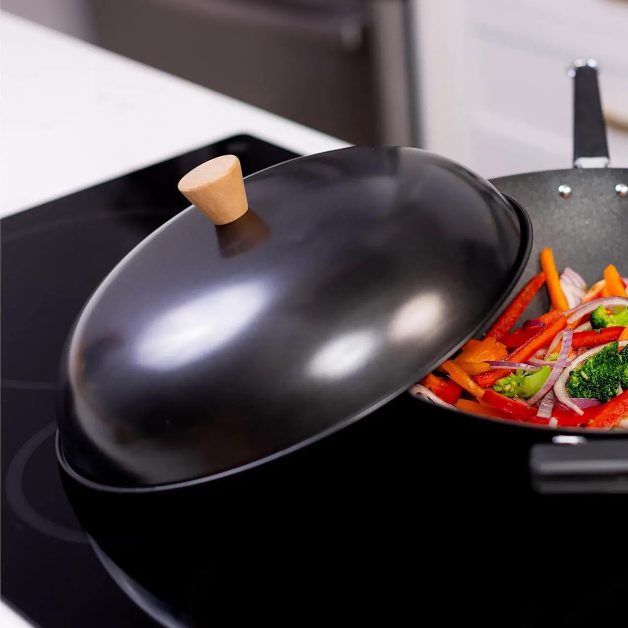 Alt view image 6 of 6 - Joyce Chen 31-0066, 13.5-Inch Nonstick Steel Dome Lid for 14-Inch Wok Black