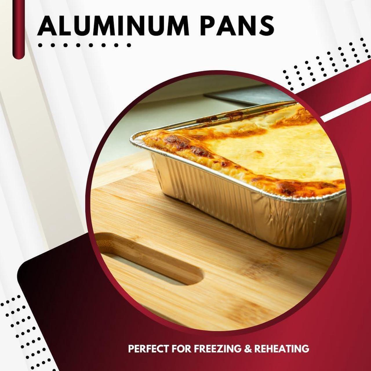 Alt view image 4 of 7 - Aluminum Pans With Lids Disposable 9x13 Baking Foil Pans | Half Size Steam Table Deep Roasting Tin Pan With Covers For Kitchen Cooking, Heating, Prepping & Storing Food 10 Sets