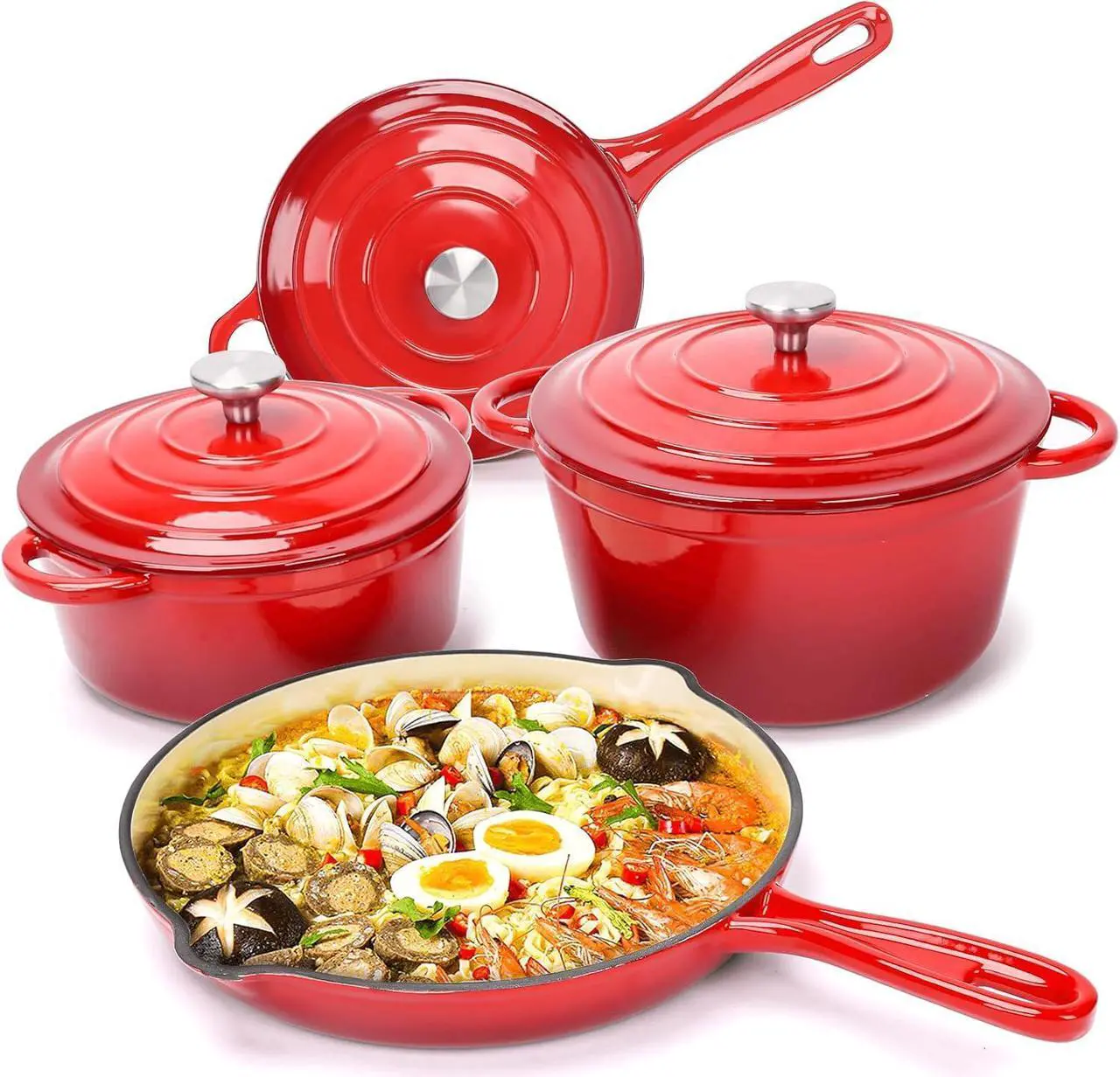 Hisencn Enameled Cast Iron Cookware Set