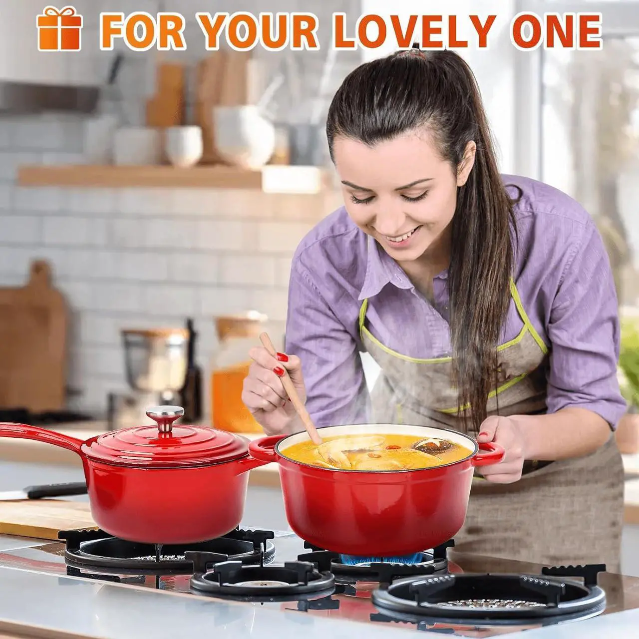 Hisencn Enameled Cast Iron Cookware Set - Thumbnail 4