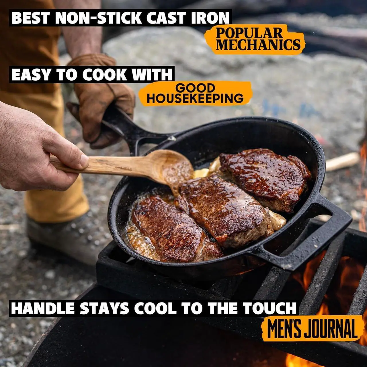 Alt view image 4 of 6 - Stargazer 10.5-Inch Cast Iron Skillet | Made in USA, Seasoned, Even Heat Distribution, Easy to Clean, Smooth Nonstick Finish for Grilling, Frying, Sauteing, Searing, Baking