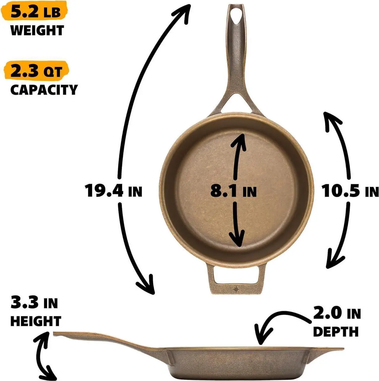 Alt view image 5 of 6 - Stargazer 10.5-Inch Cast Iron Skillet | Made in USA, Seasoned, Even Heat Distribution, Easy to Clean, Smooth Nonstick Finish for Grilling, Frying, Sauteing, Searing, Baking