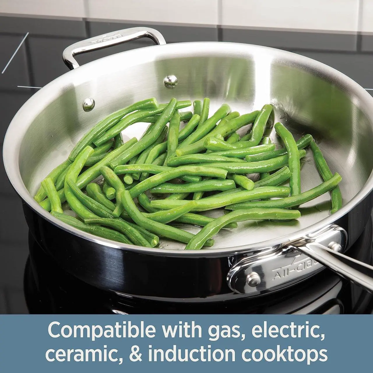 Alt view image 3 of 7 - All-Clad D3 3-Ply Stainless Steel Sauté Pan 6 Quart Induction Oven Broiler Safe 600F Pots and Pans, Cookware Silver