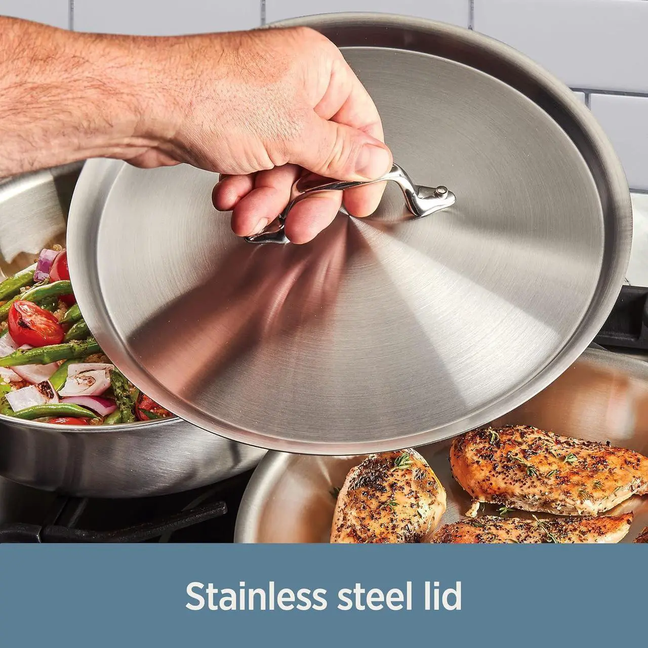 Alt view image 5 of 7 - All-Clad D3 3-Ply Stainless Steel Sauté Pan 6 Quart Induction Oven Broiler Safe 600F Pots and Pans, Cookware Silver