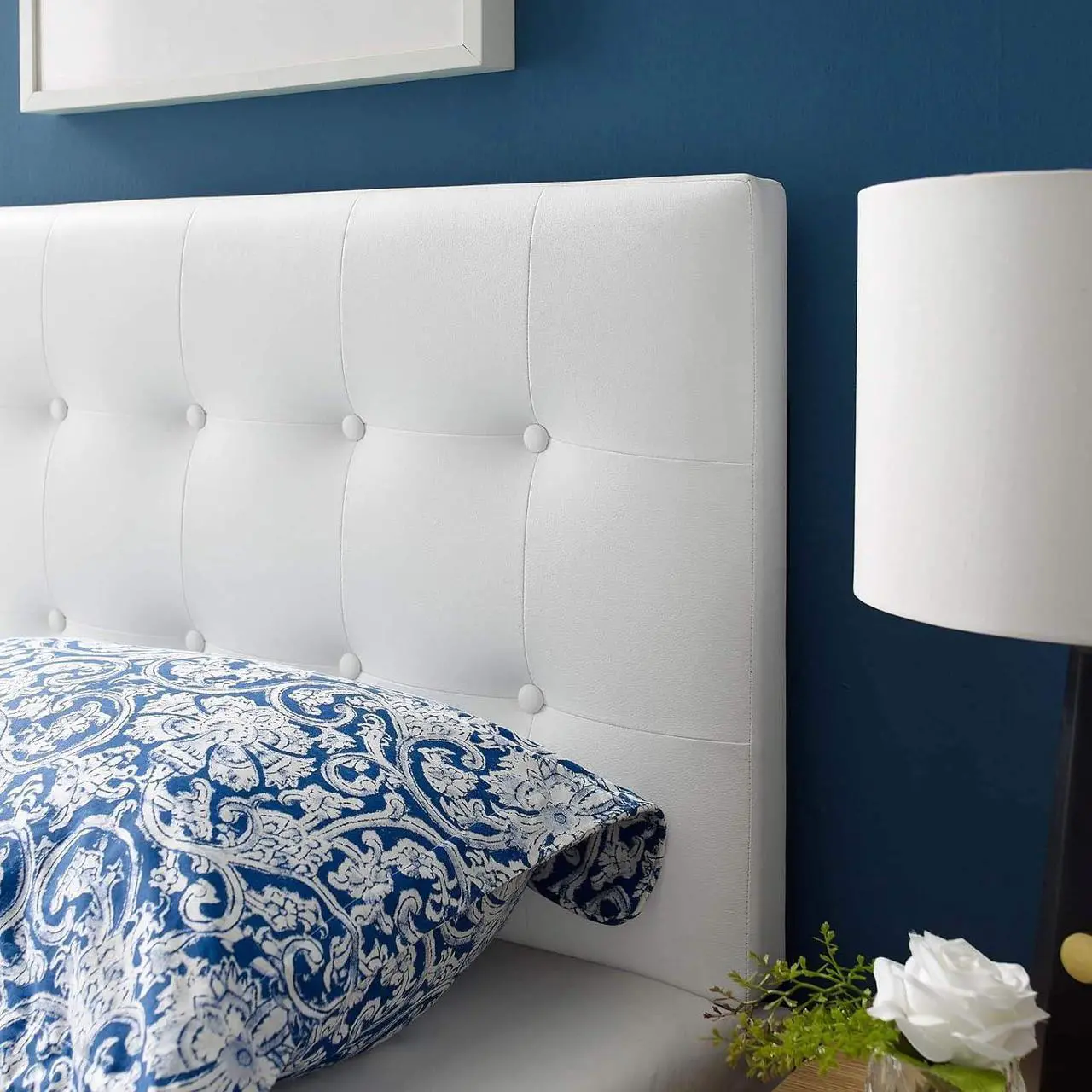Alt view image 3 of 6 - Modway Emily Tufted Button Faux Leather Upholstered Twin Headboard in White