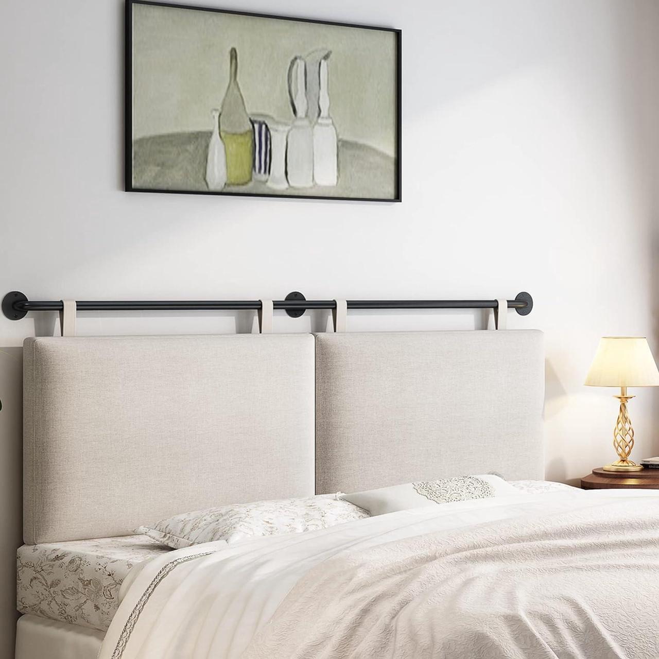 Main image of King Headboard Wall Mounted Headboard King for Bed with Linen Upholstery and Button Tufted Hanging Headboard for Bedroom hanksgiving Day, Christmas for Family(Beige, King)