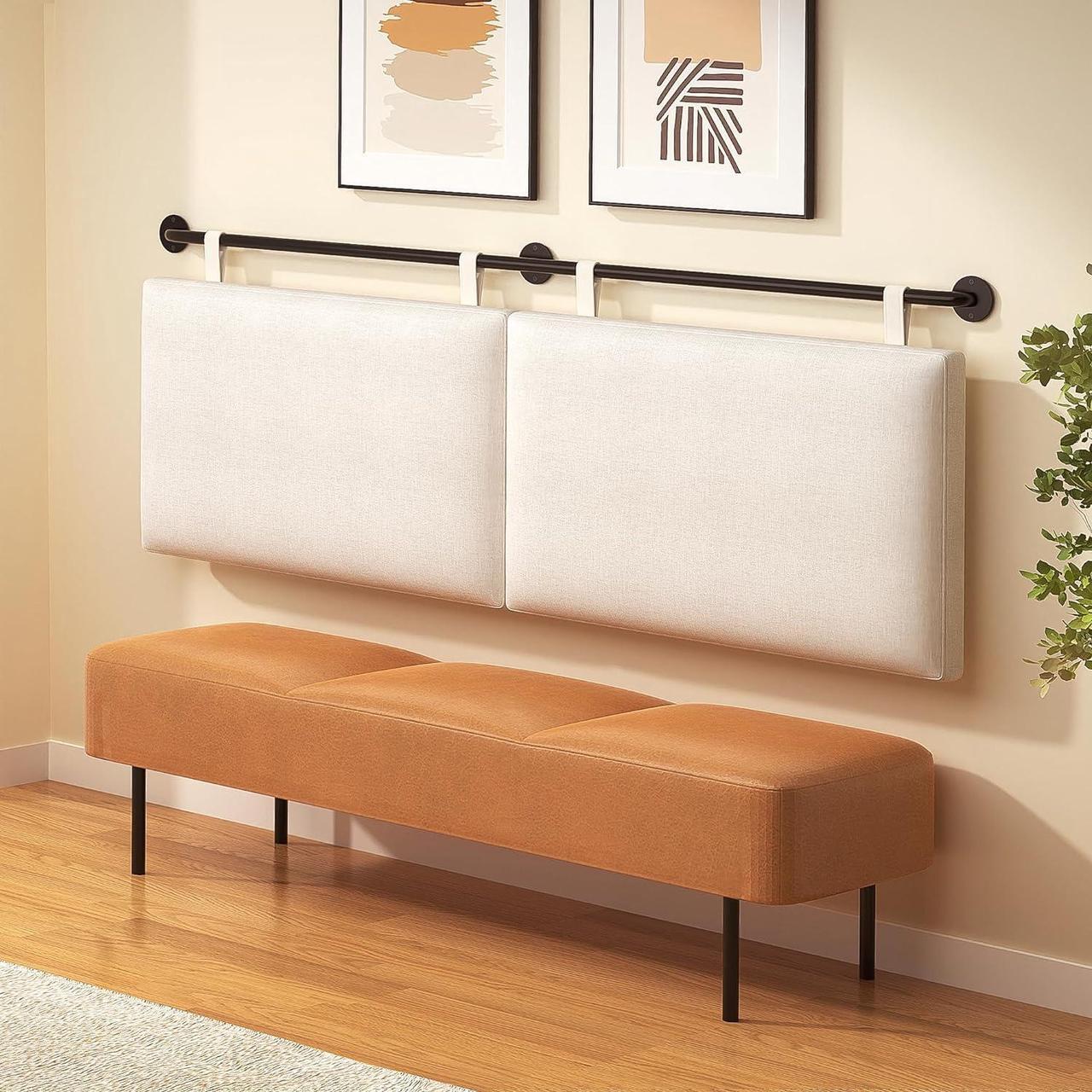 Alt view image 5 of 7 - King Headboard Wall Mounted Headboard King for Bed with Linen Upholstery and Button Tufted Hanging Headboard for Bedroom hanksgiving Day, Christmas for Family(Beige, King)