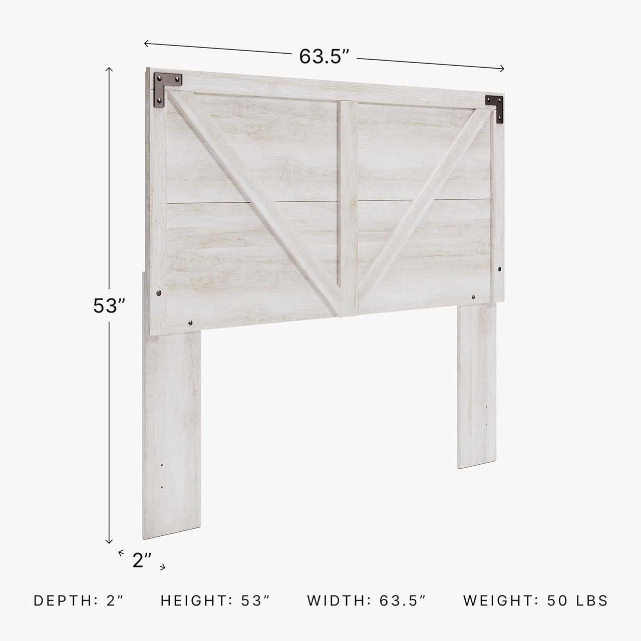 Alt view image 2 of 6 - Signature Design by Ashley Shawburn Modern Farmhouse Headboard, Queen, Whitewash