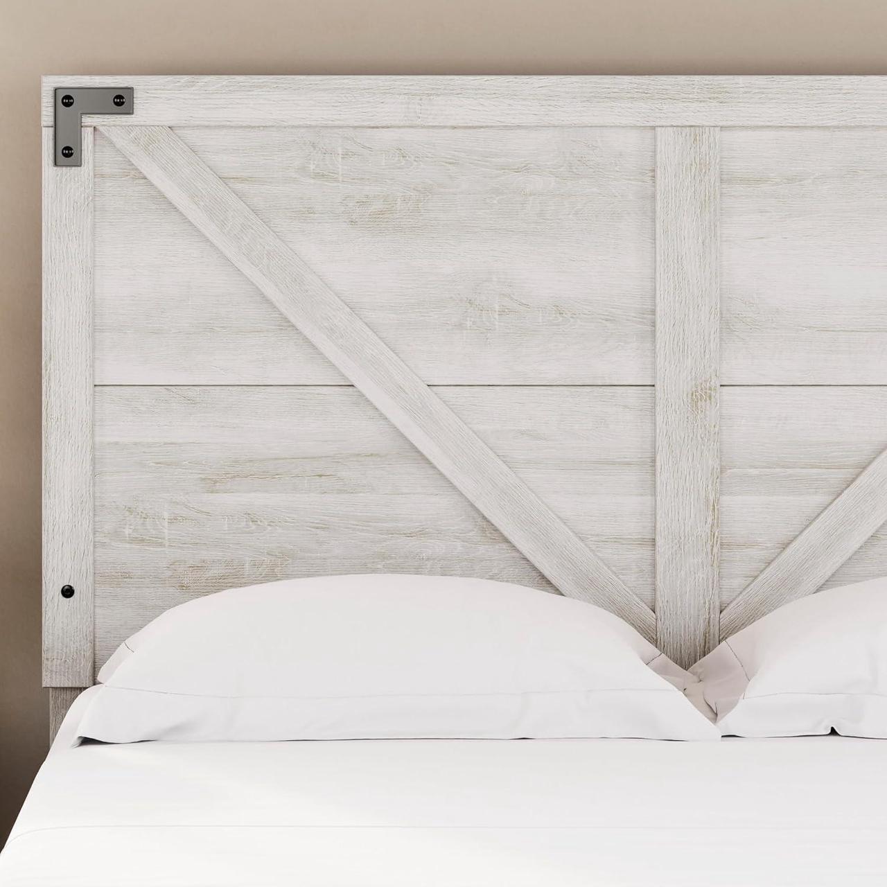 Alt view image 3 of 6 - Signature Design by Ashley Shawburn Modern Farmhouse Headboard, Queen, Whitewash