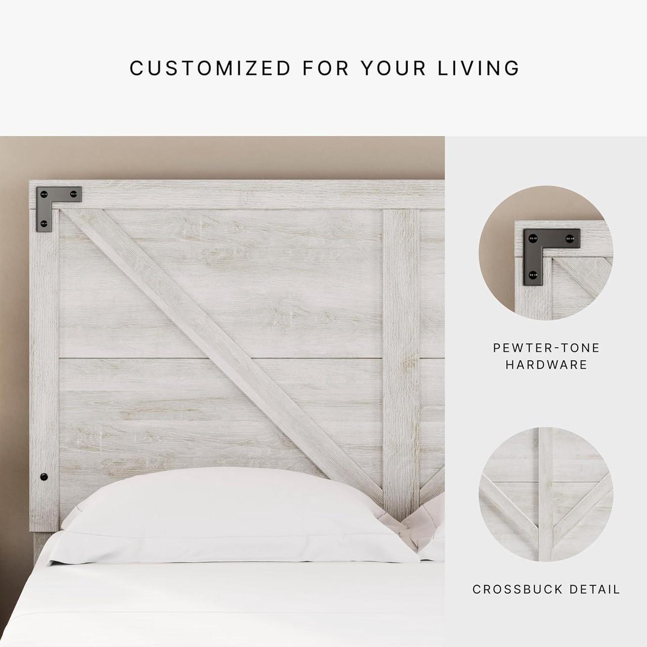 Alt view image 5 of 6 - Signature Design by Ashley Shawburn Modern Farmhouse Headboard, Queen, Whitewash