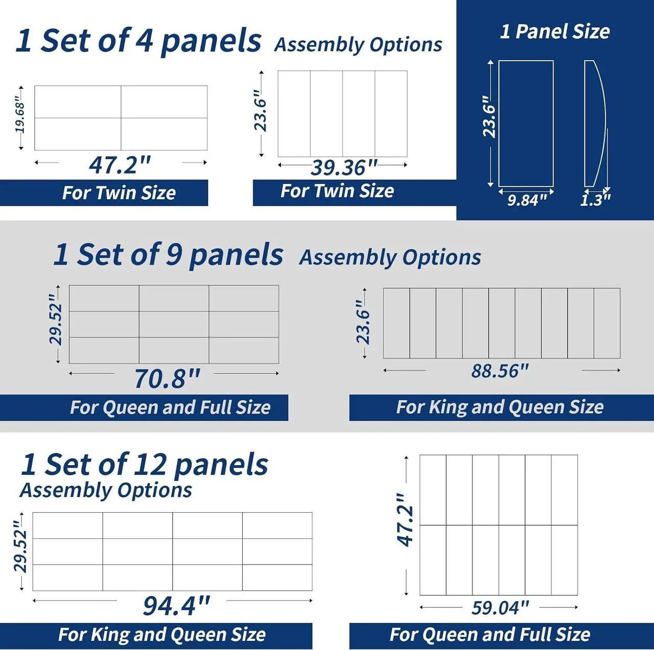 Alt view image 3 of 7 - Art3d Peel and Stick Headboard for King, Full and Queen in Velvet Smoky Gray, Pack of 12 Panels Sized 9.84" x 23.62", Soundproof Wall Panels 3D, Upholstered Wall Panel