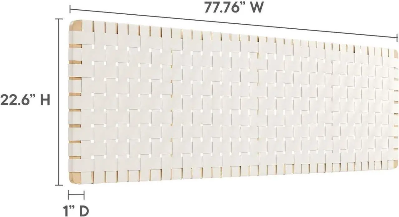 Alt view image 2 of 6 - Modway Sparta Vegan Leather Weave King Headboard in Natural Beige, Faux Leather King Headboard Only with Wall Mount Design for Primary Bedroom or Guest Room